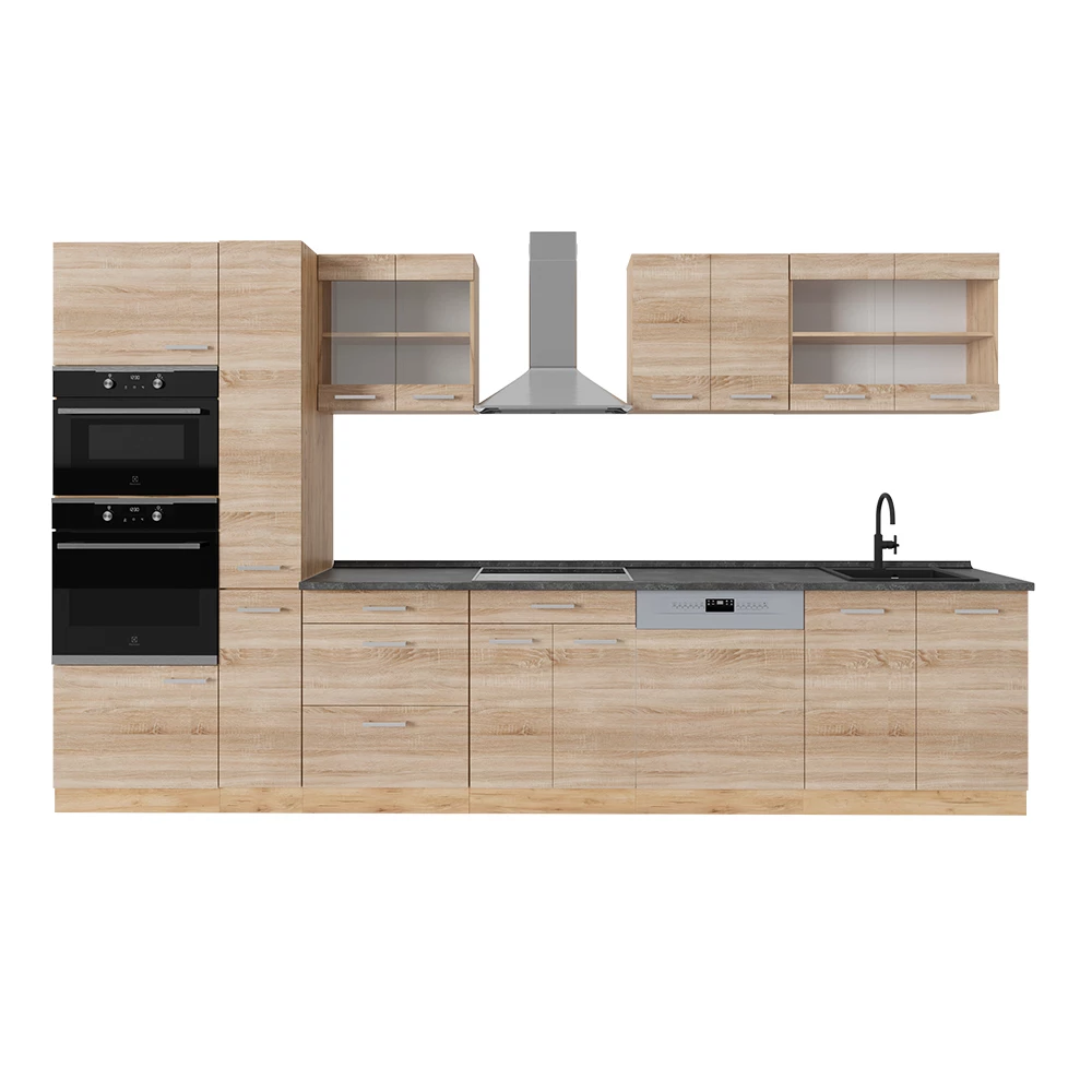 Vicco Kitchenette Sonoma/Goldkraft Eiche 350cm, AP Antracite, R-Line