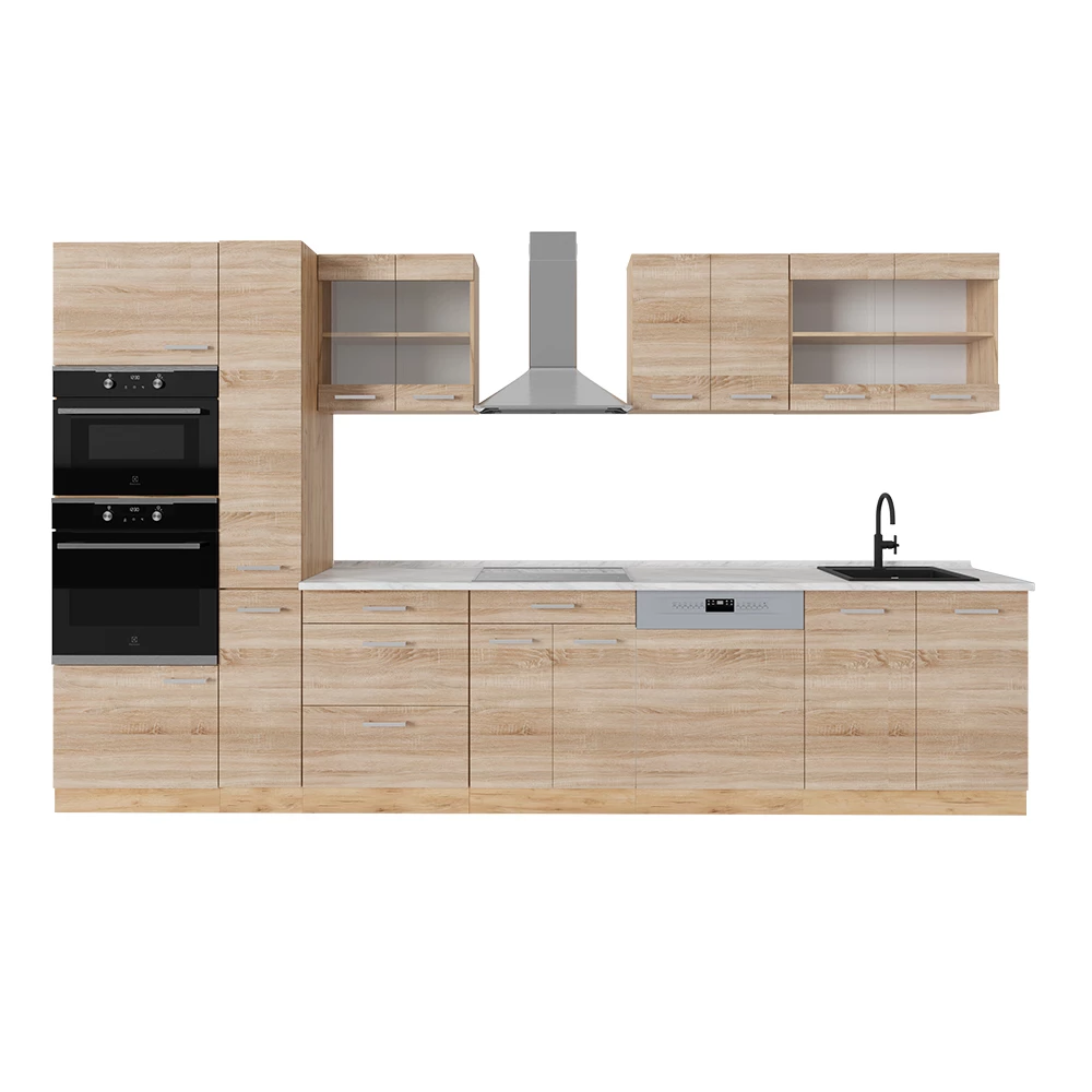 Vicco Popolna kuhinja Hrast Sonoma/Goldkraft 350 cm , DP Marmor, R-Line