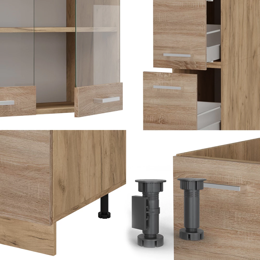 Close-up of Complete keuken in Sonoma/Goudkraft eik, showing texture/details