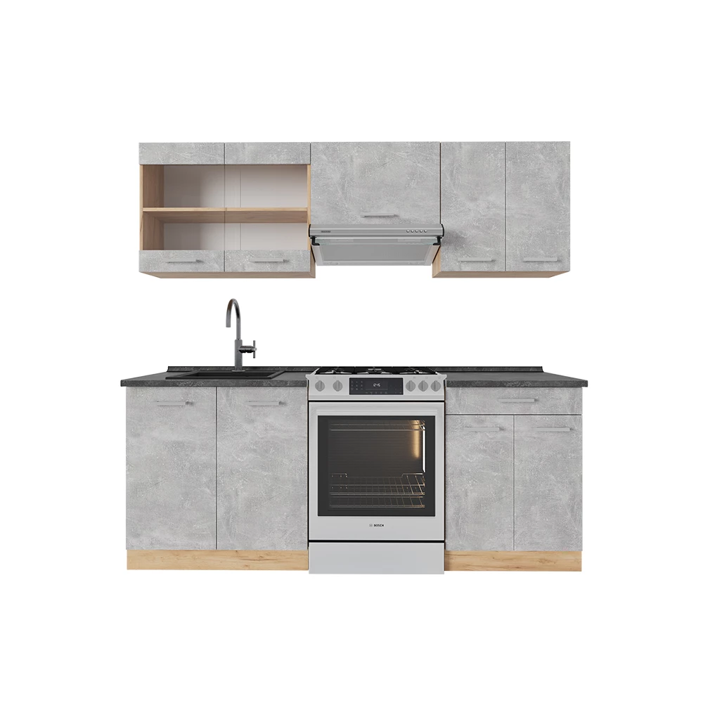Cuisine en Béton/force d'or Chêne sur fond blanc