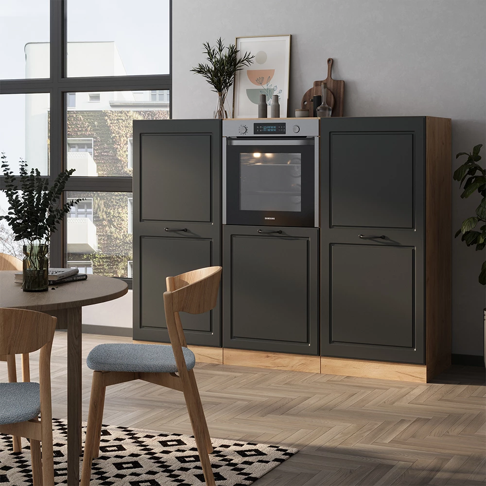 Vicco Cucine componibili piccole Antracite casa di campagna/rovere dorato 180 cm senza piano di lavoro, R-Line