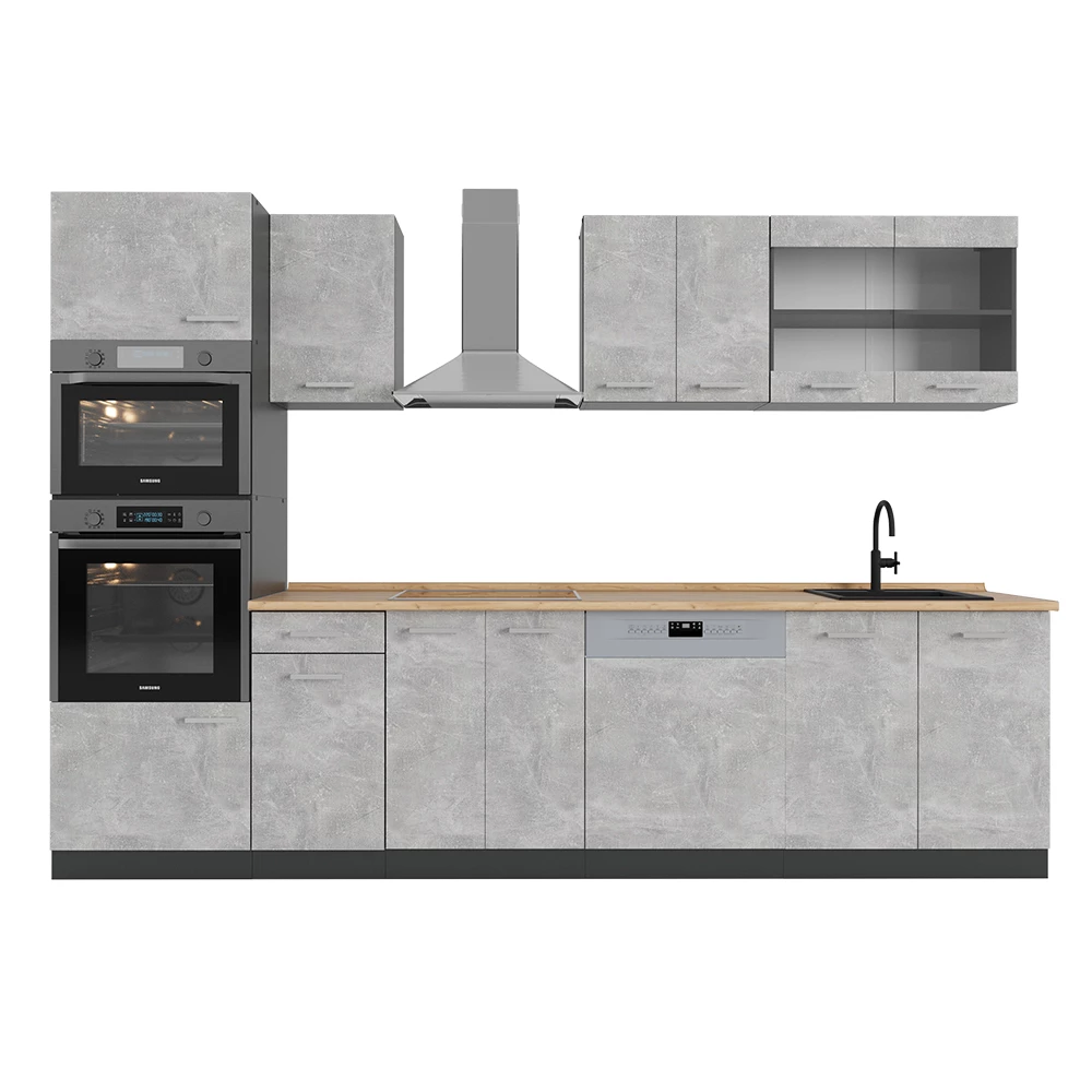 Vicco Kitchenette Beton/antracit 300cmcu dulap înalt, fără blat, R-Line