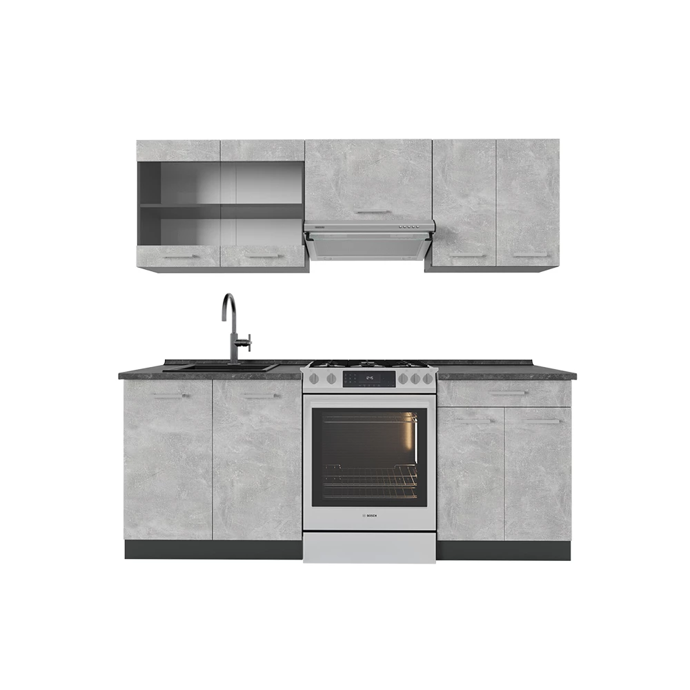 Kitchenette in Beton/Anthrazit on white background