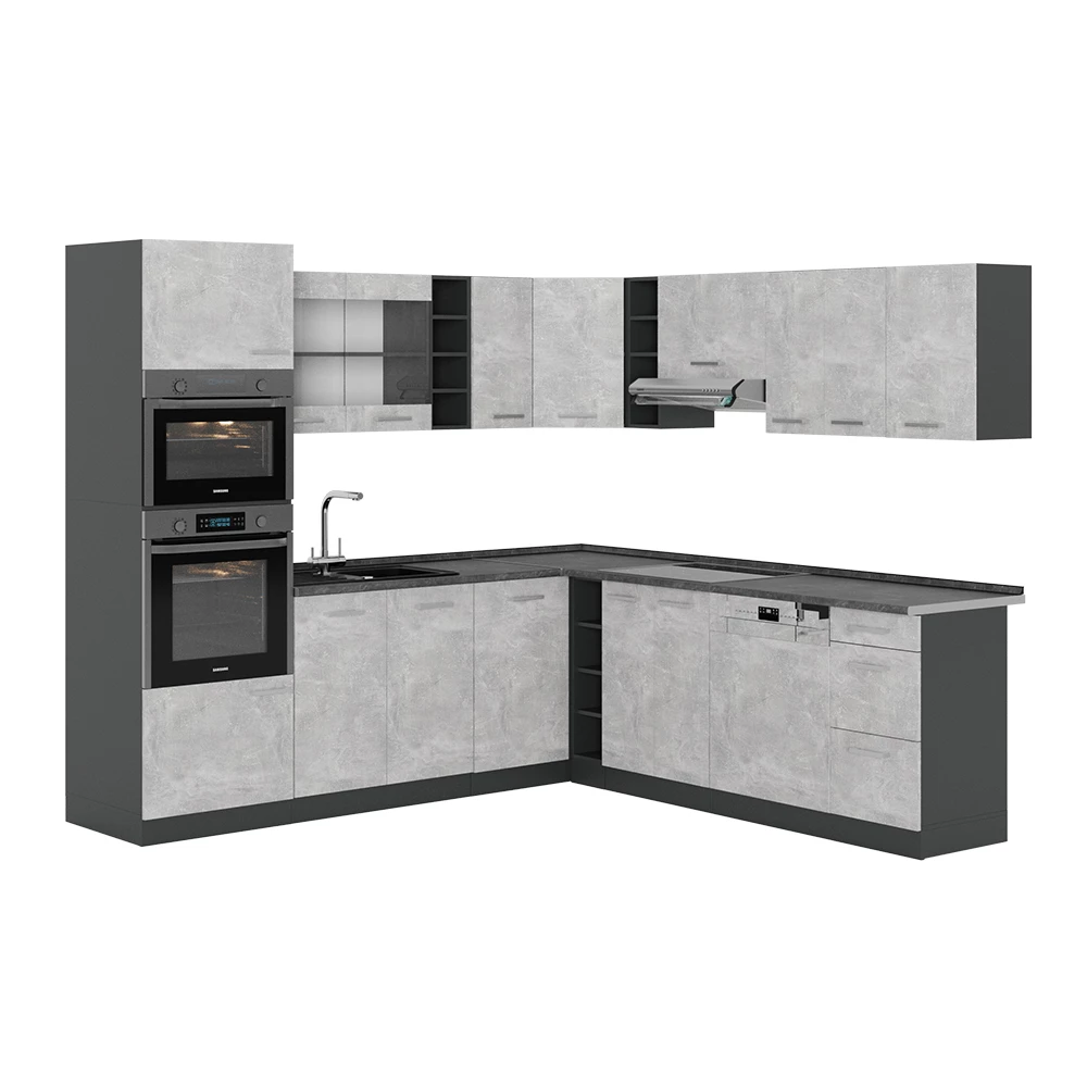 Vicco Kuchnia narożna Beton/antracyt 237 x 247 cm , BP Antracyt, R-Line