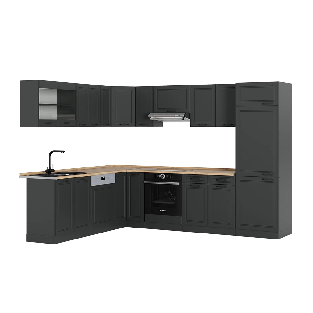 Vicco Bucătărie de colț Casă de țară antracit/antracit 227x287 cmfara blat, R-Line