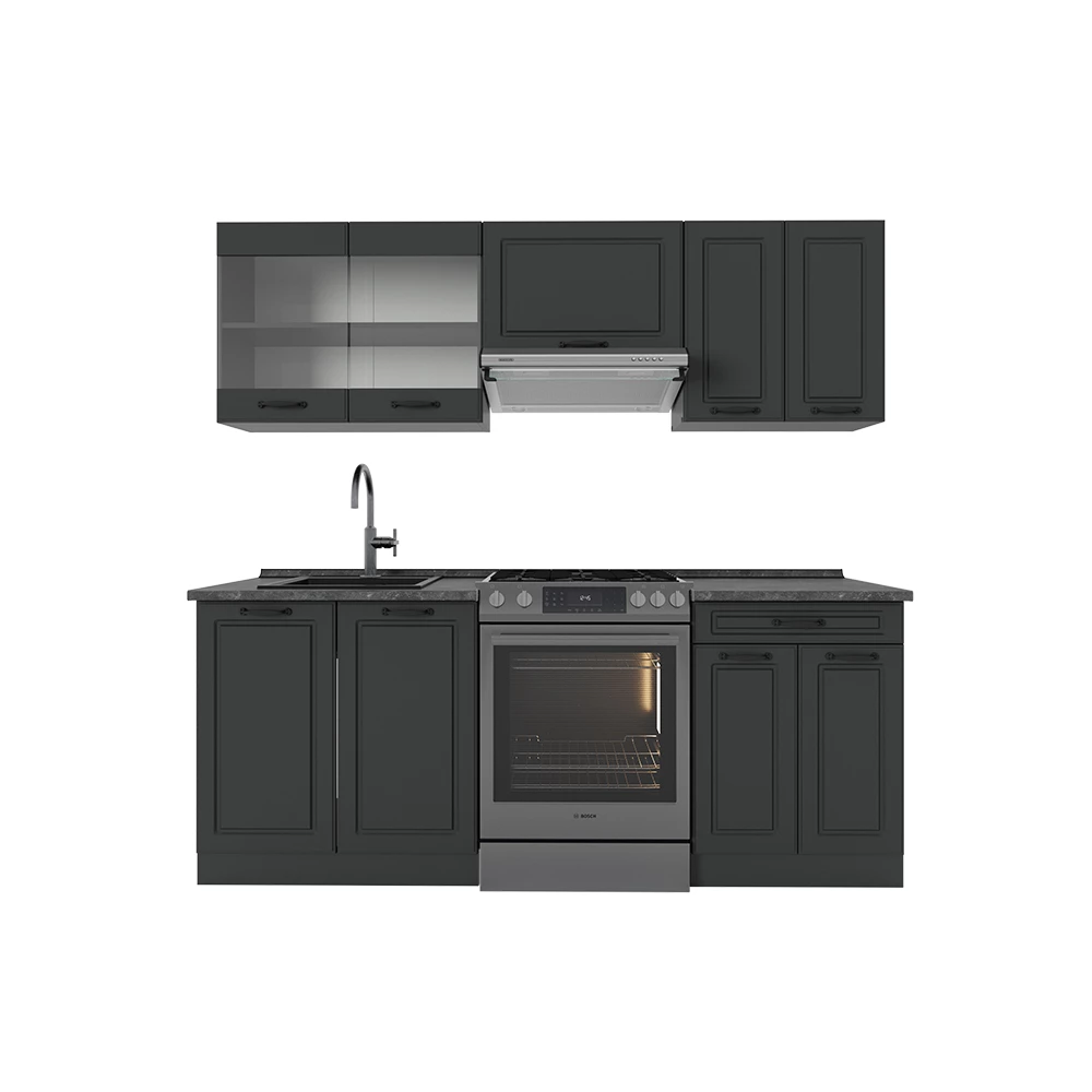 Vicco Kitchenette Casă de țară antracit/antracit 200cm, AP Antracit, R-Line