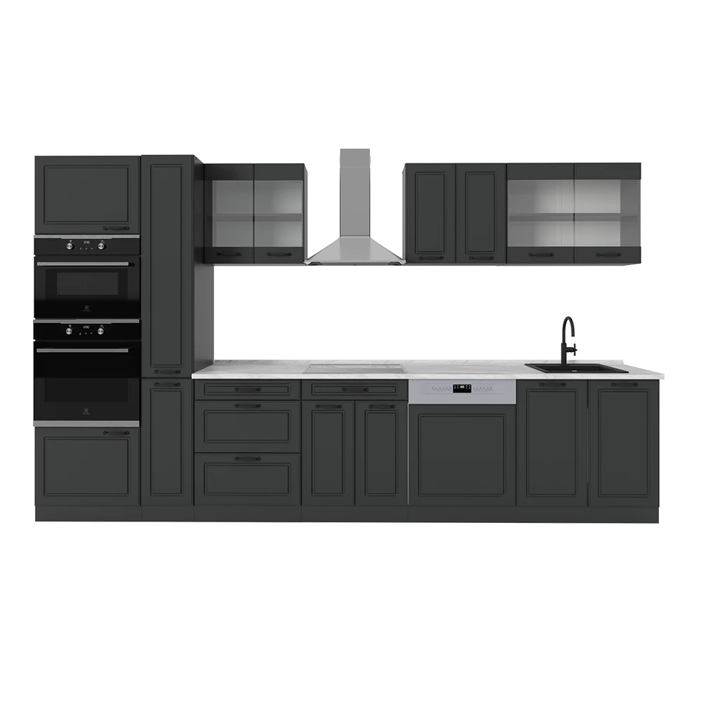 Vicco Keuken Antraciet landhuis/antraciet 350 cm , WB Marmer, R-Line