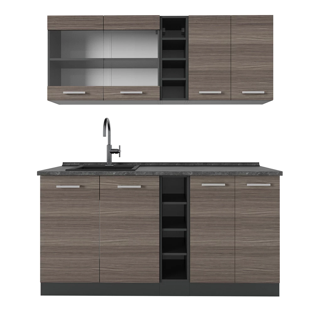 Jednolôžková kuchyňa in Ušľachtilá sivá/antracitová on white background