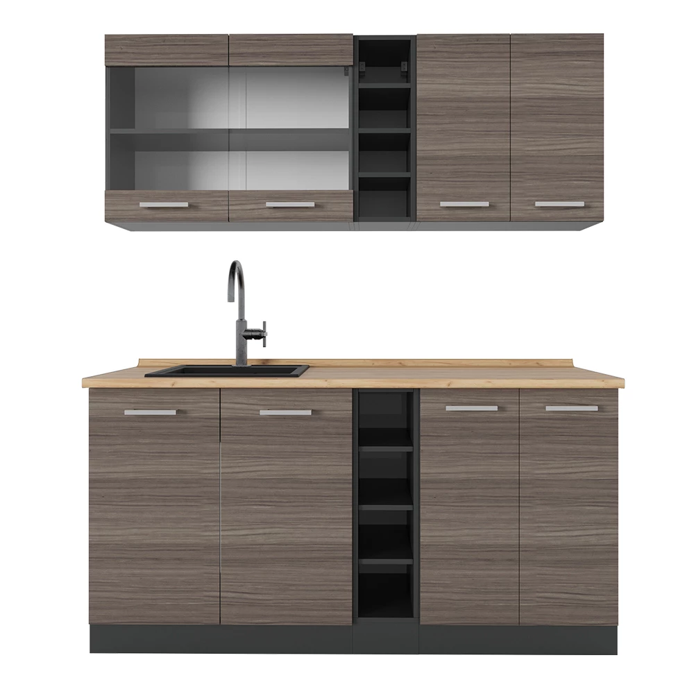 Jednolôžková kuchyňa in Ušľachtilá sivá/antracitová on white background