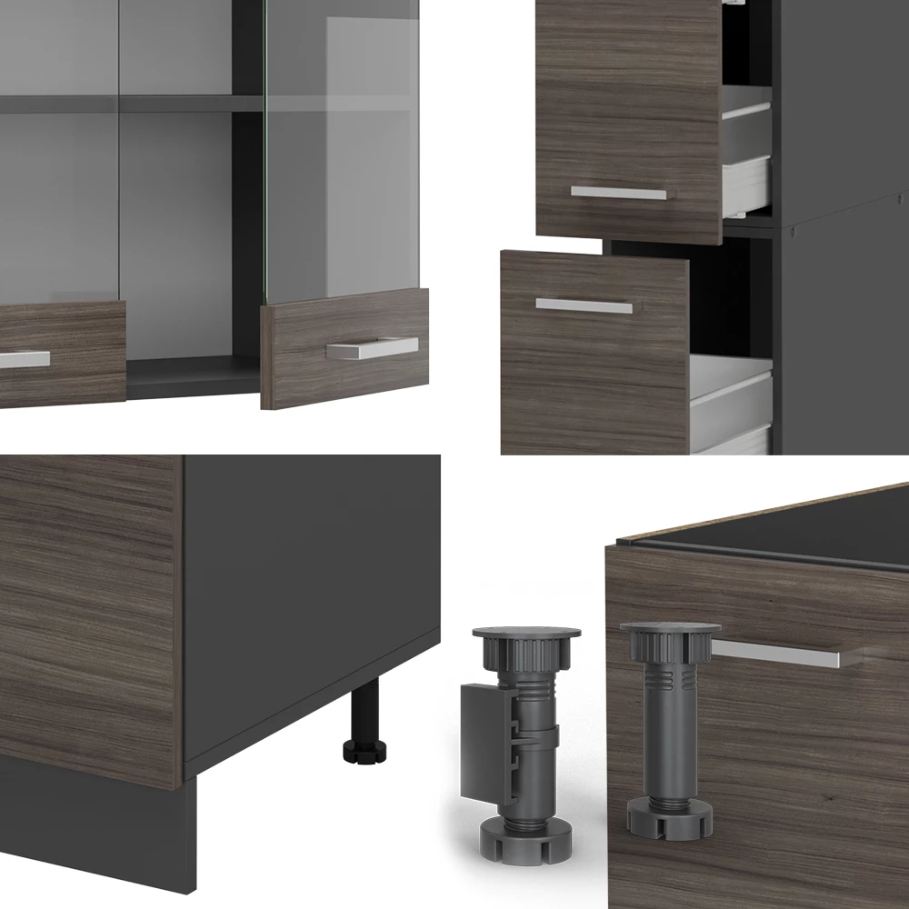 Close-up of Complete keuken in Edel grijs/antraciet, showing texture/details