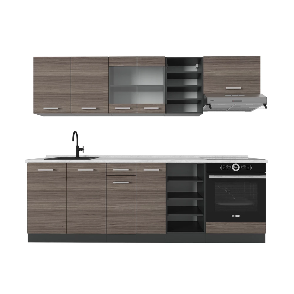 Vicco Kitchenette Gri nobil/antracite 240cm, AP Marmură, R-Line