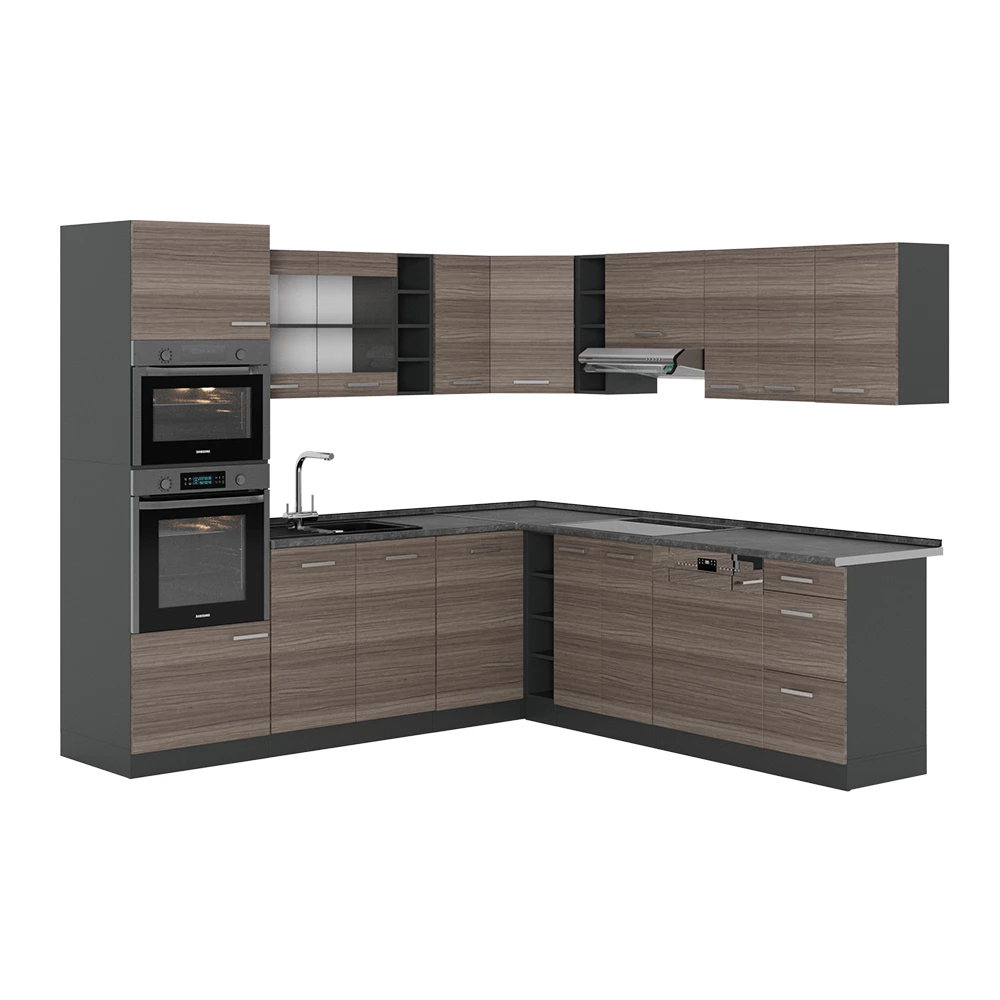 Vicco Cozinha de canto Edelgrau/Anthrazit 237x247 cm, AP Antracite, R-Line