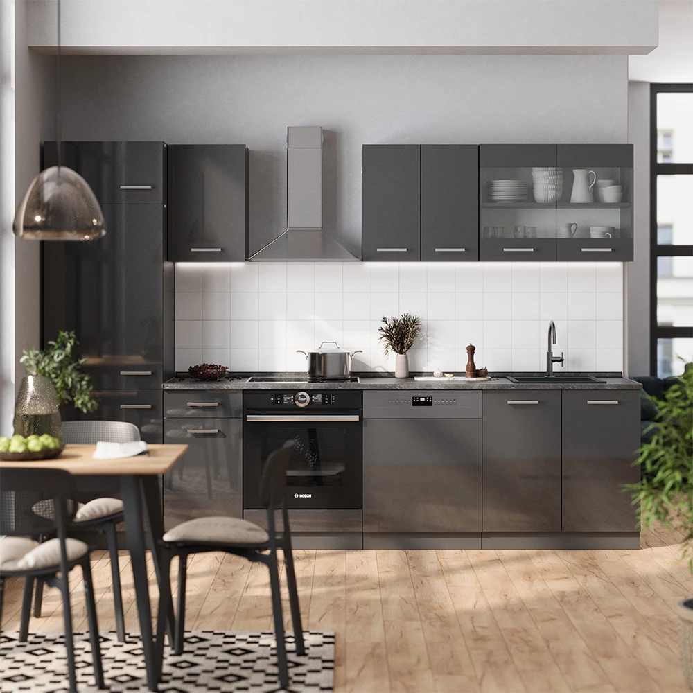 Vicco Keittokomero Antrasiitti kiiltävä/antrasiitti 300cmilman työtasoa, R-Line