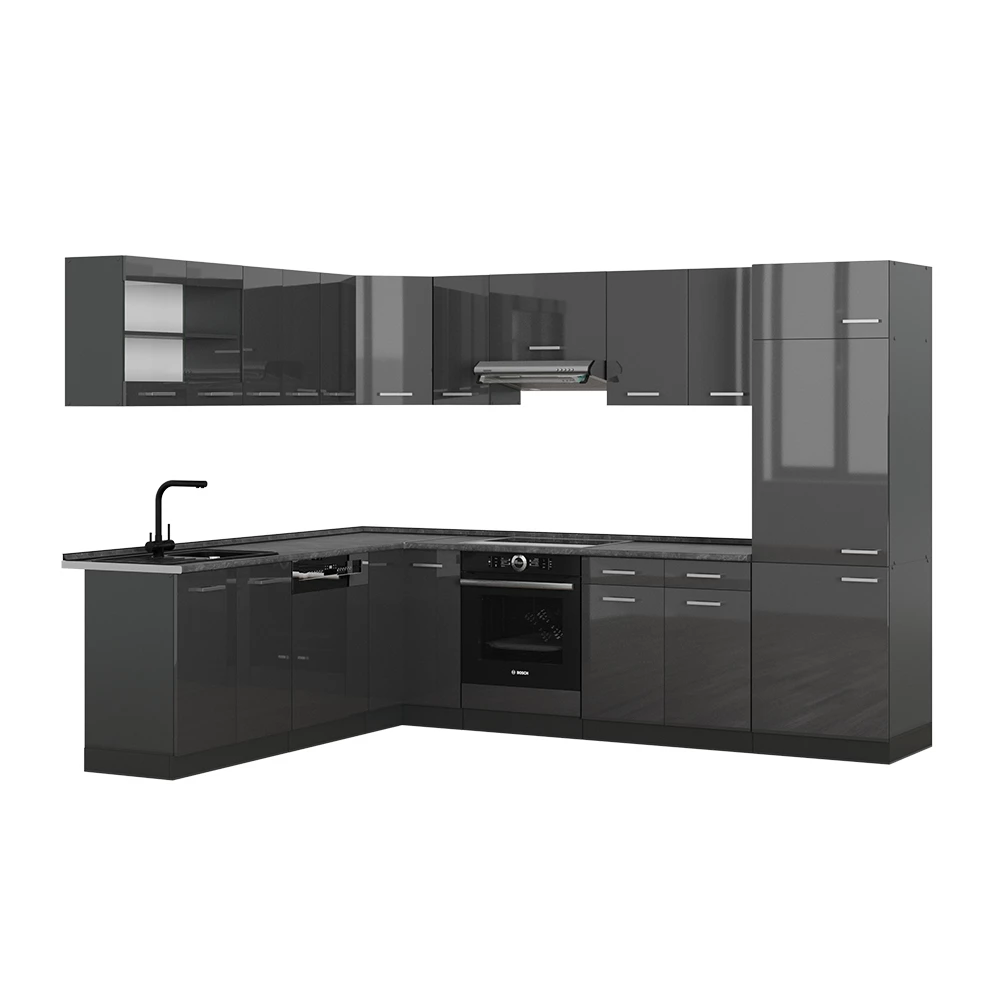 Vicco Ugaona kuhinja Anthrazit Hochglanz/Anthrazit 227 x 287 + , RP Antracit, R-Line