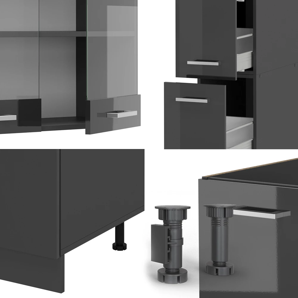 Close-up of Keuken in Antraciet hoogglans/antraciet, showing texture/details