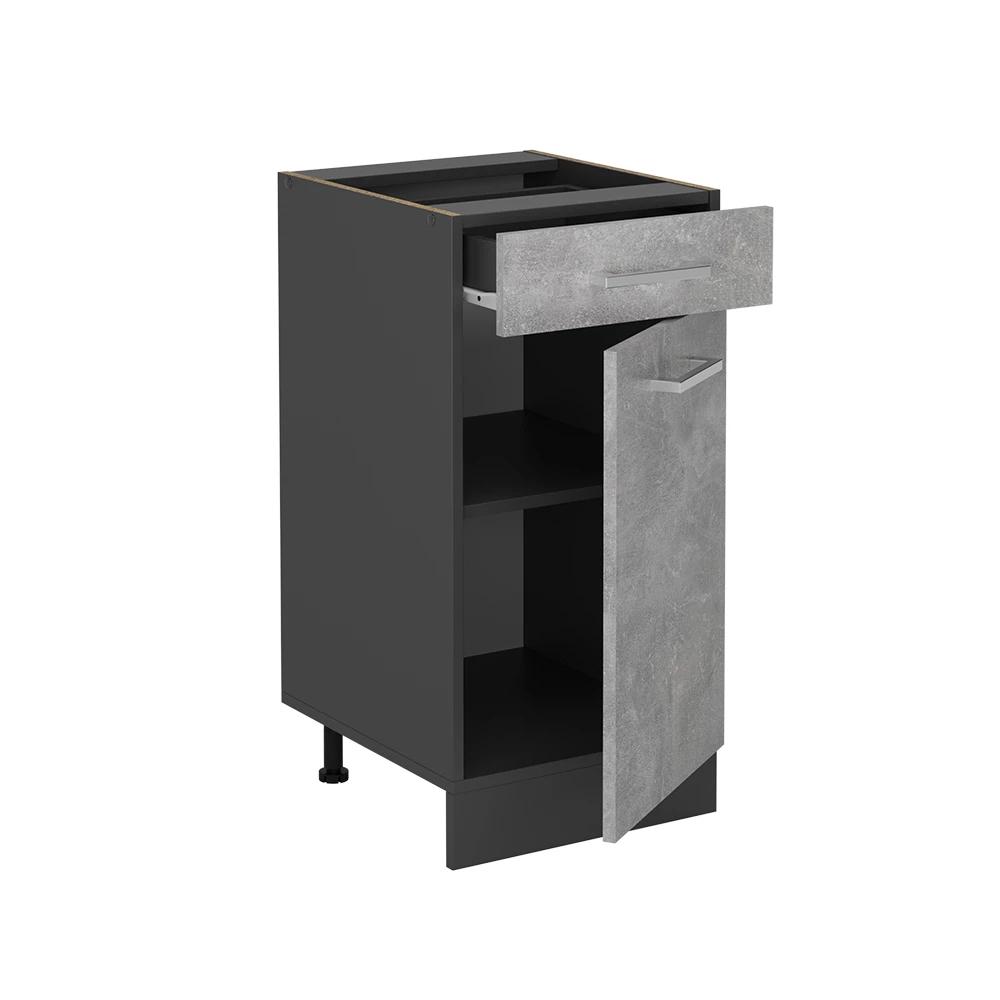 Keukenonderkast in Beton on white background with decorative elements