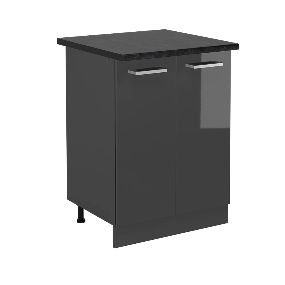 Mobiletto base cucina in Antracite lucido su sfondo bianco