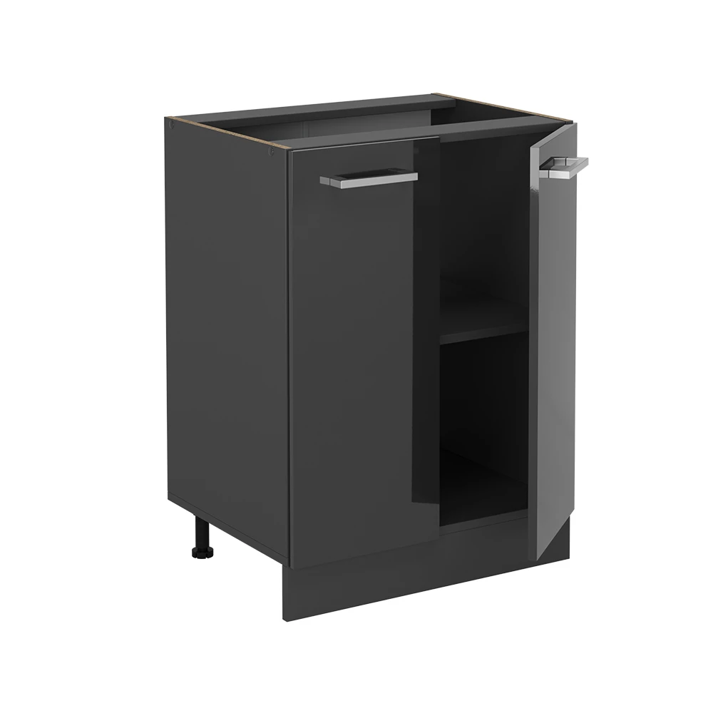 Keukenonderkast in Antraciet Hoogglans on white background with decorative elements