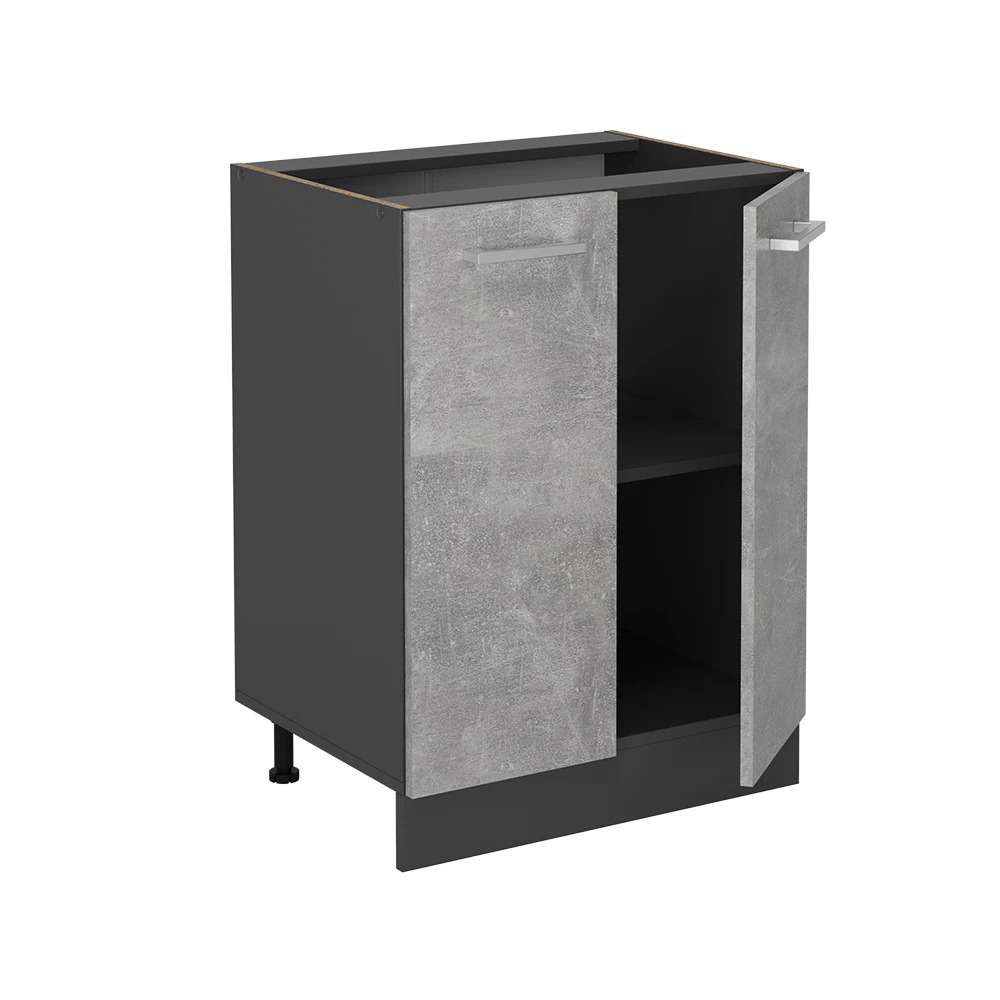 Keukenonderkast in Beton on white background with decorative elements