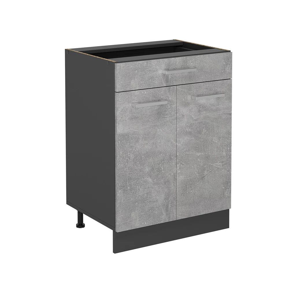 Mueble bajo de cocina en Hormigón sobre fondo blanco