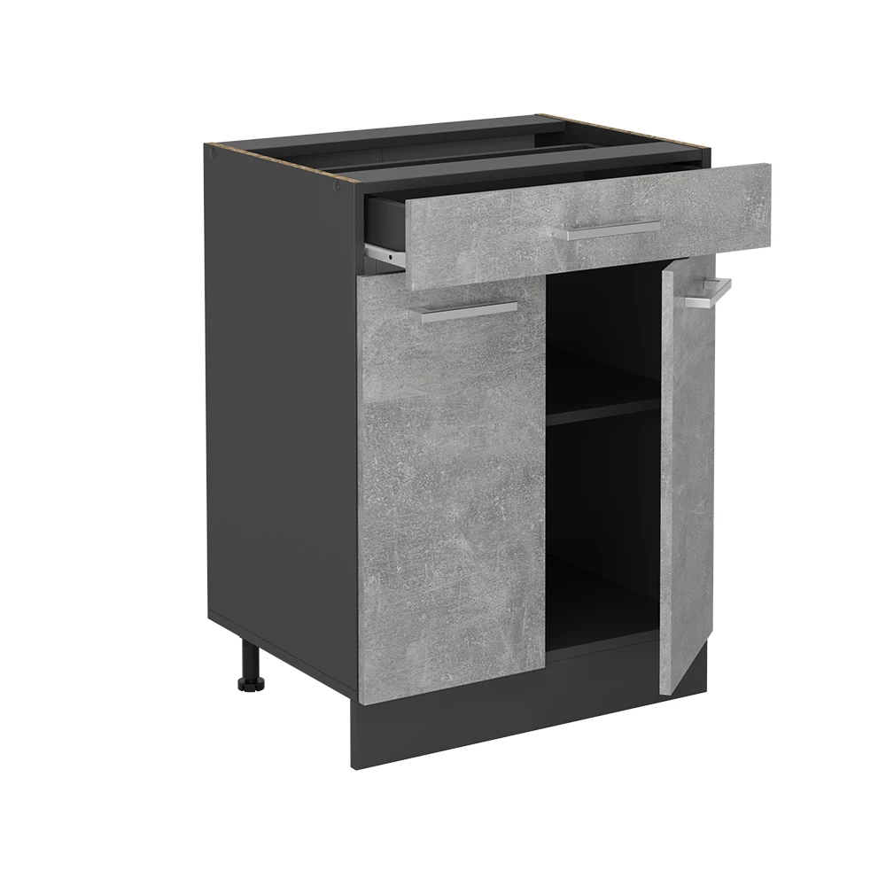 Keukenonderkast in Beton on white background with decorative elements