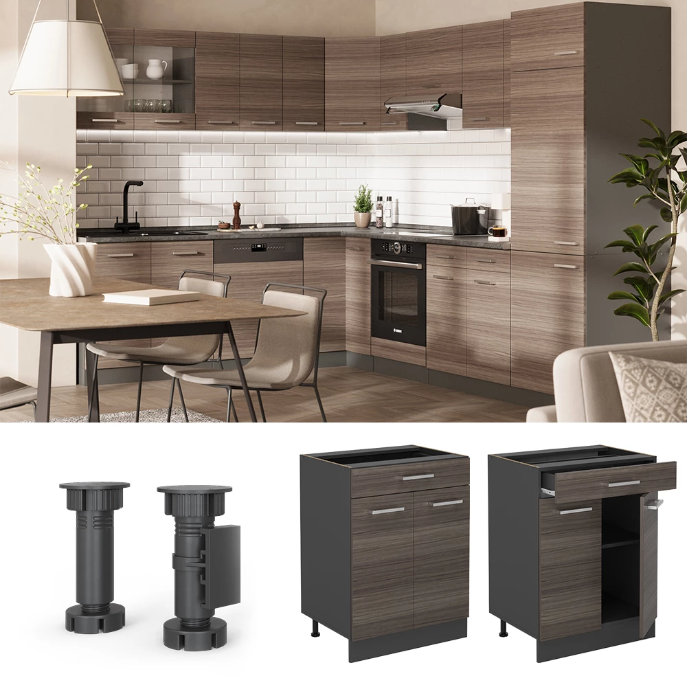 Vicco Mobiletto base per cucina Grigio nobile 60 cm con cassetto