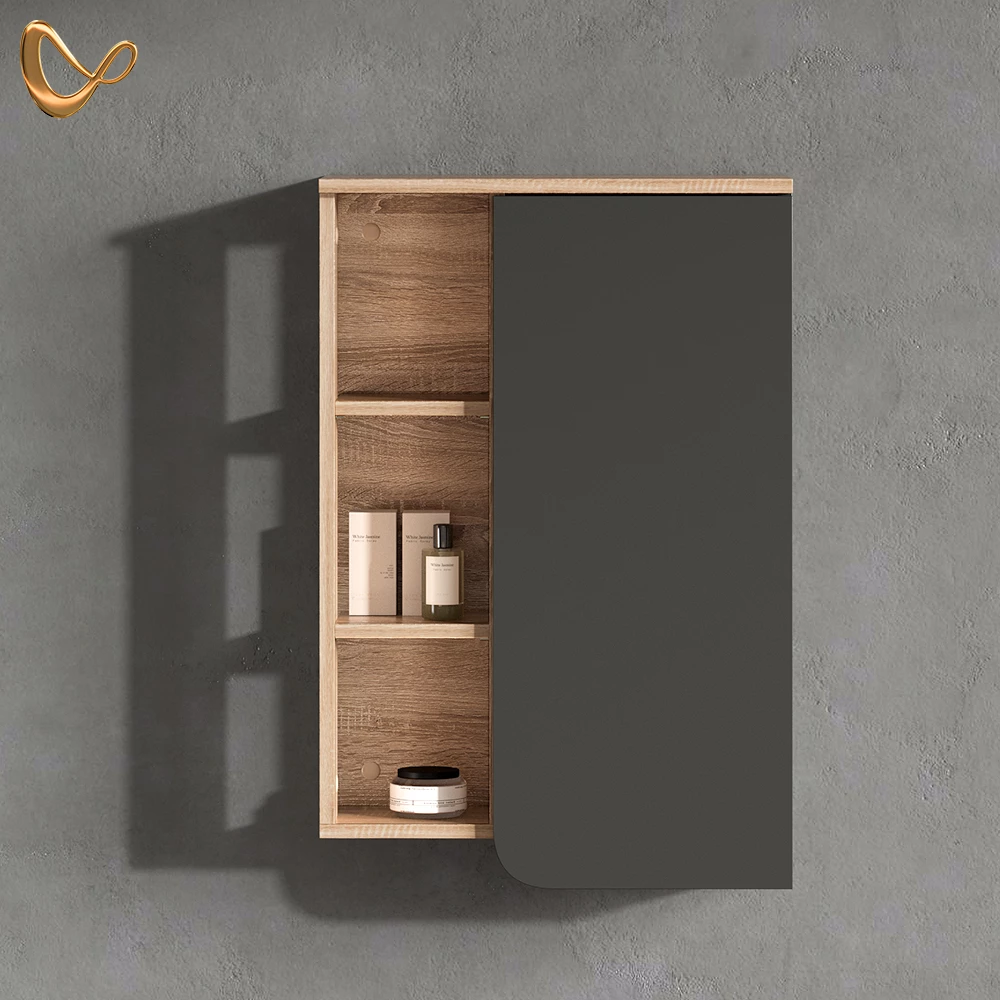 Badschrank Marano Anthrazit 50 x 75 cm mit Tür und offenen Fächern livinity®