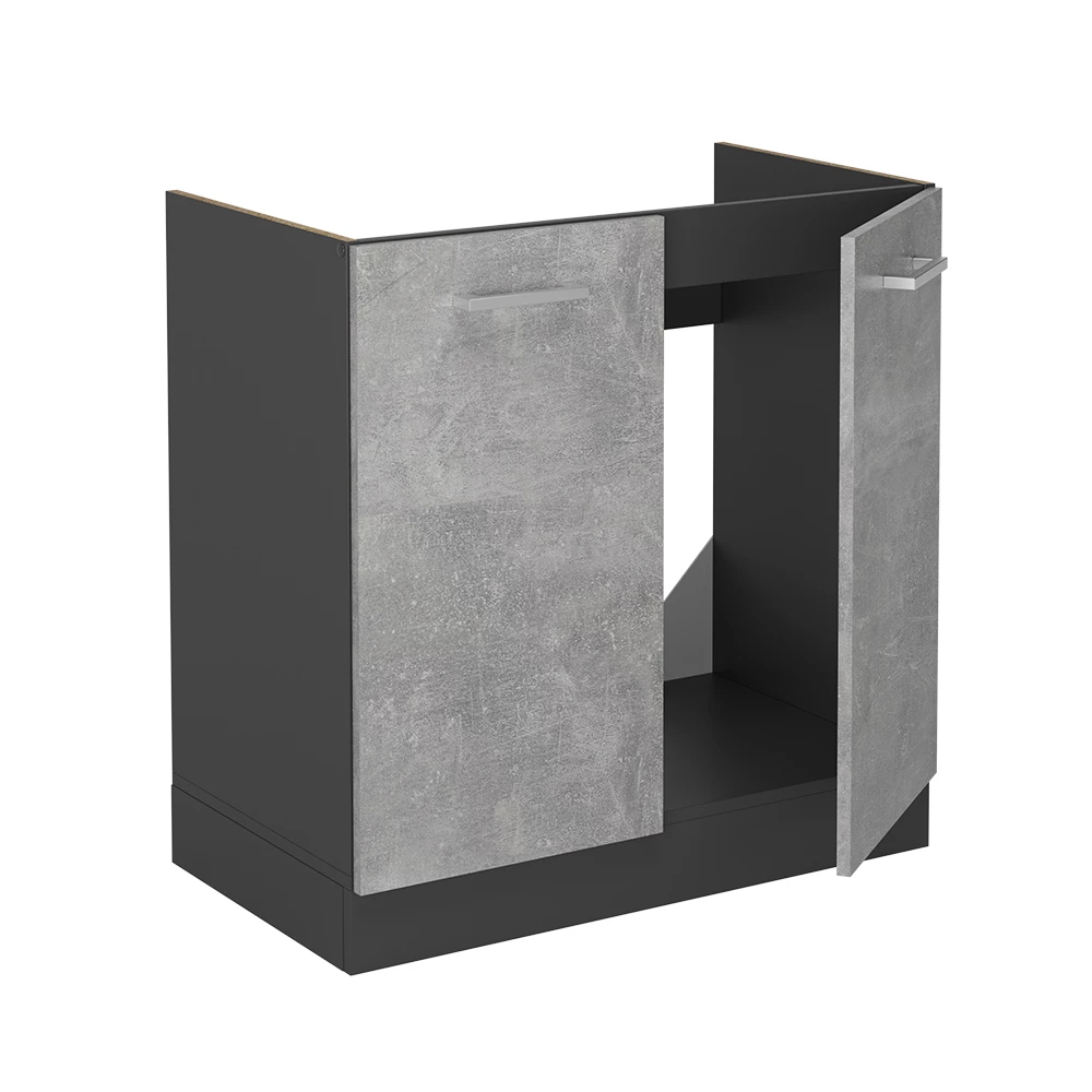 Wastafelkast in Beton on white background with decorative elements
