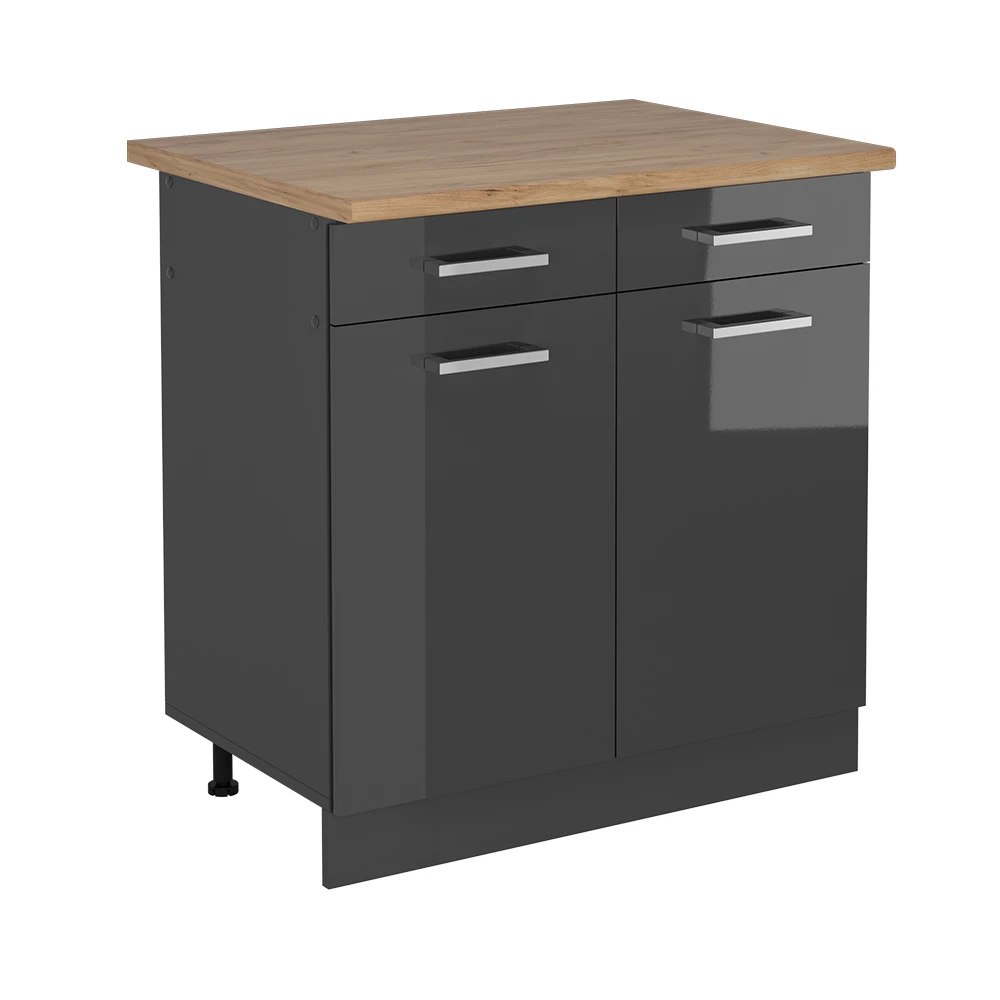 Porte de meuble de cuisine Garcinia gris anthracite brillant l. 30 cm x H. 90 cm GoodHome Porte de meuble de cuisine Garcinia gris anthracite brillant l. 30 cm x H. 90 cm GoodHome