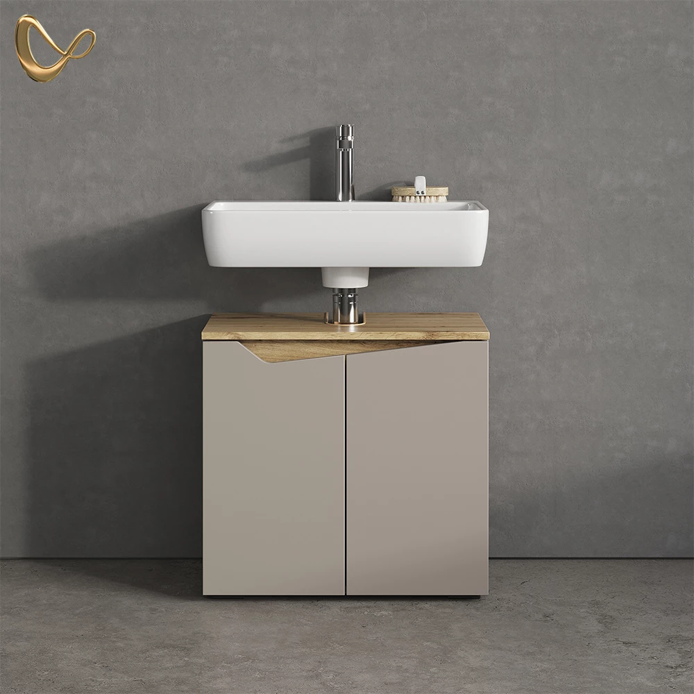 Waschbeckenunterschrank Timavo Greige 60 x 57.5 cm mit 2 Türen livinity®