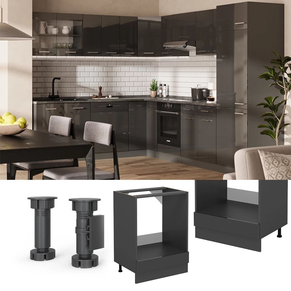 Vicco Uunin kotelokaappi Korkeakiiltoinen antrasiitti 60cm, AP Oak, R-Line