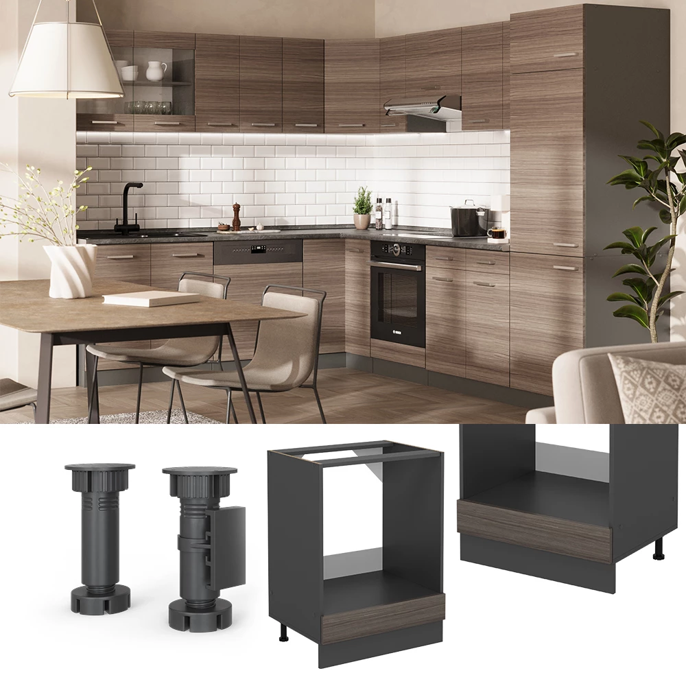 Vicco Skříňka na vestavěnou troubu Ušlechtilá šedá 60 cm PD Mramor, R-Line