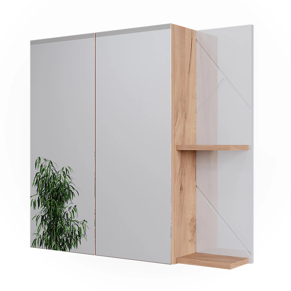 Vicco Badspiegelschrank Goldkraft Eiche/Weiß Hochglanz 80x75 cm, Irma