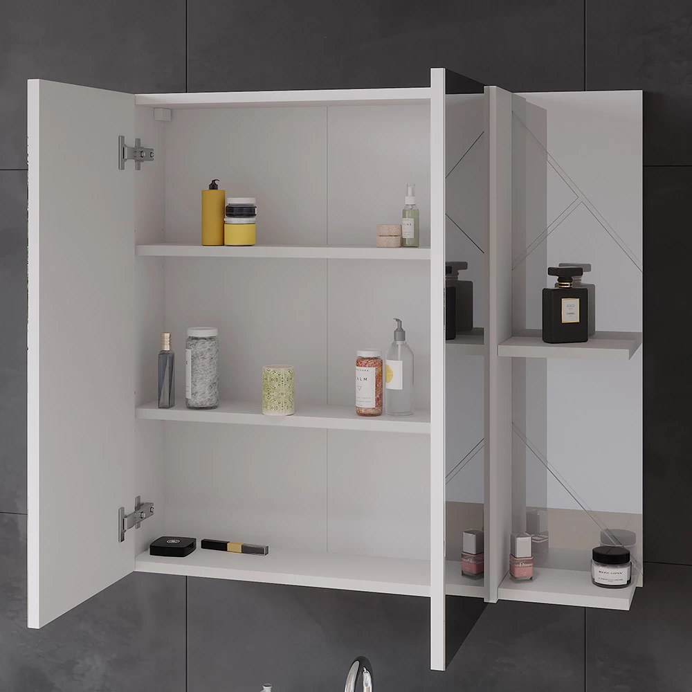 Vicco Badkamerspiegelkast Wit Hoogglans 80 x 75 cm, Irma