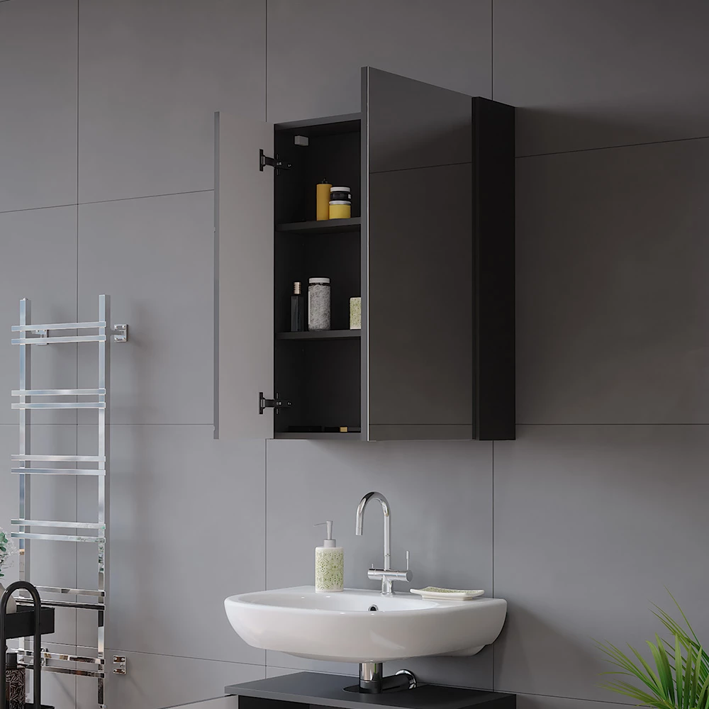 Vicco Badspiegelschrank Anthrazit/Anthrazit Hochglanz 60 x 75 cm, Irma