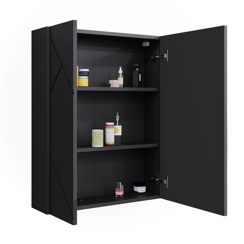 Vicco Badspiegelschrank Anthrazit/Anthrazit Hochglanz 60 x 75 cm, Irma