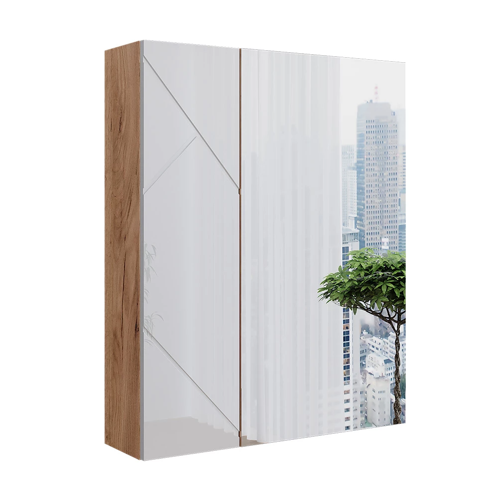 Vicco Badspiegelschrank Goldkraft Eiche/Weiß Hochglanz 60x75 cm, Irma