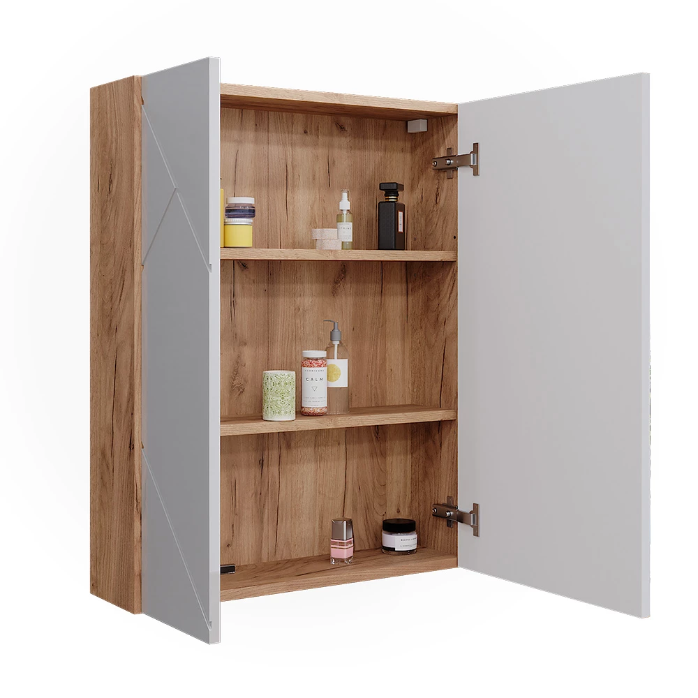 Vicco Mobile a specchio per il bagno Rovere Goldkraft/bianco lucido 60 x 75 cm, Irma