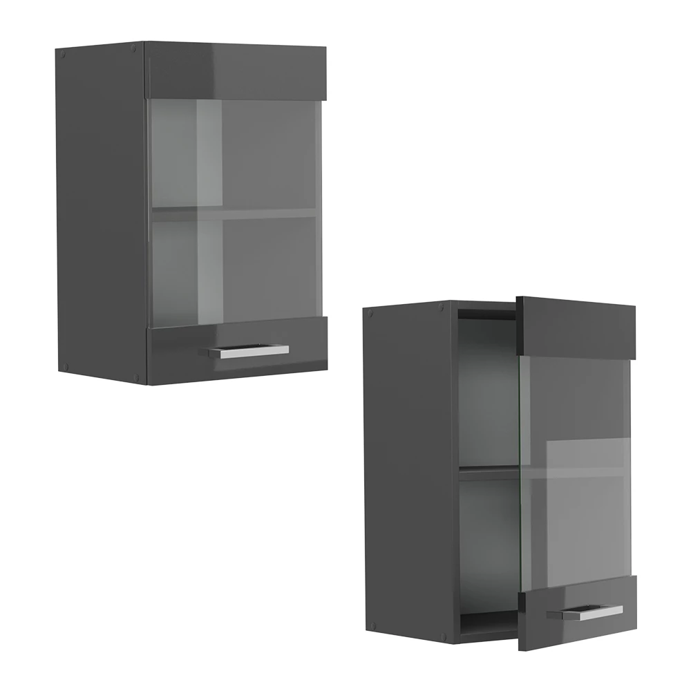 Glazen keukenkast R-Line Antraciet Hoogglans 40 cm Vicco