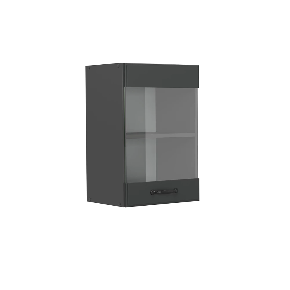 Glazen keukenkast in Antraciet landhuis on white background