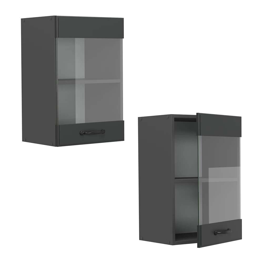 Glazen keukenkast R-Line Antraciet landhuis 40 cm Vicco