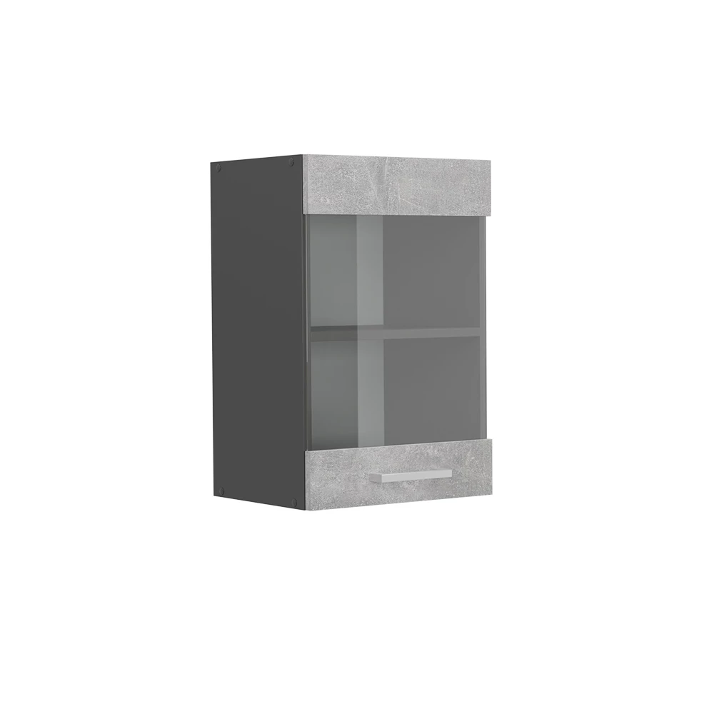 Glazen keukenkast in Beton on white background