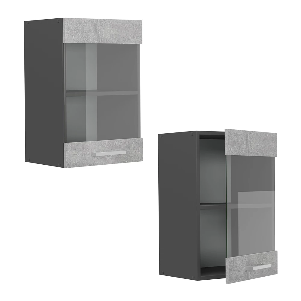 Glazen keukenkast R-Line Beton 40 cm Vicco