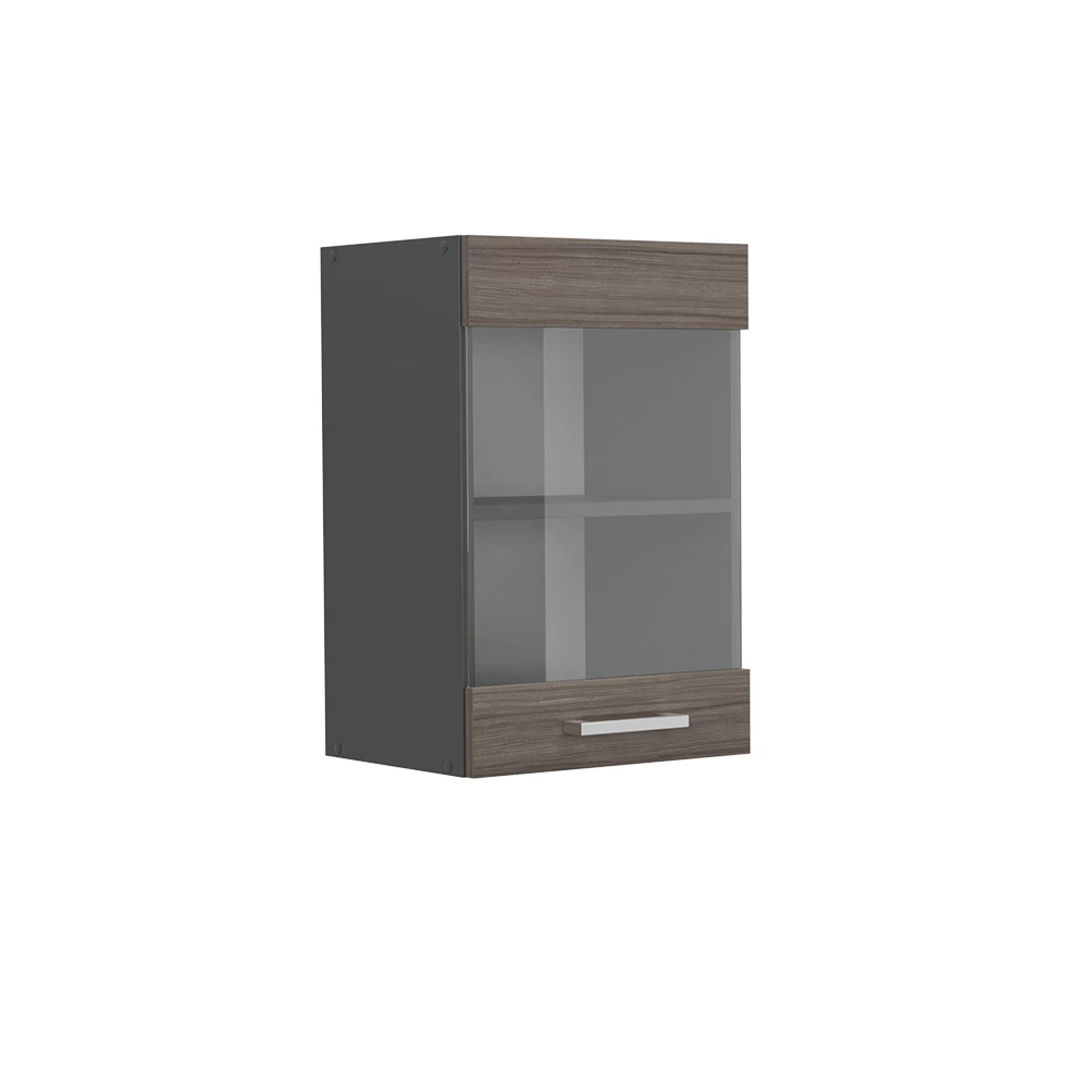 Glazen keukenkast in Edel grijs on white background