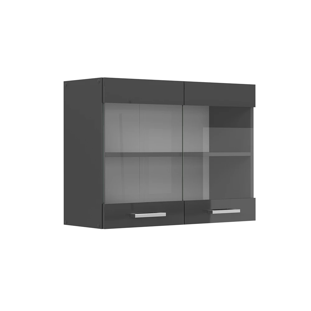 Vicco Mobile da cucina in vetro Antracite lucido 80 cm, R-Line