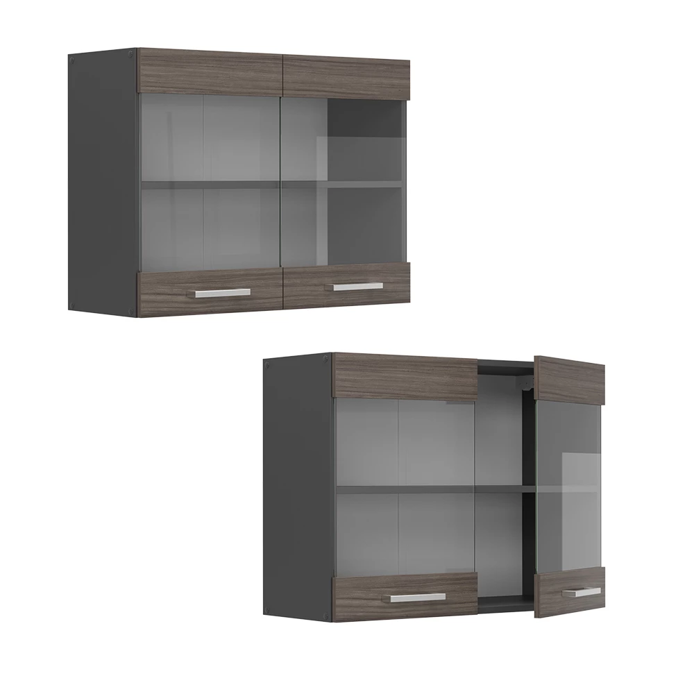 Glazen keukenkast R-Line Edel grijs/Antraciet 80 cm Vicco