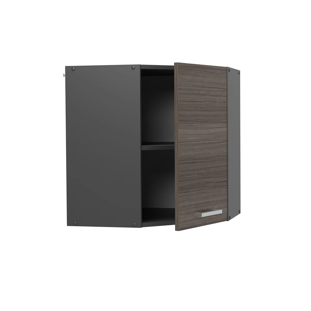 Hoek hangkast in Edel grijs on white background with decorative elements