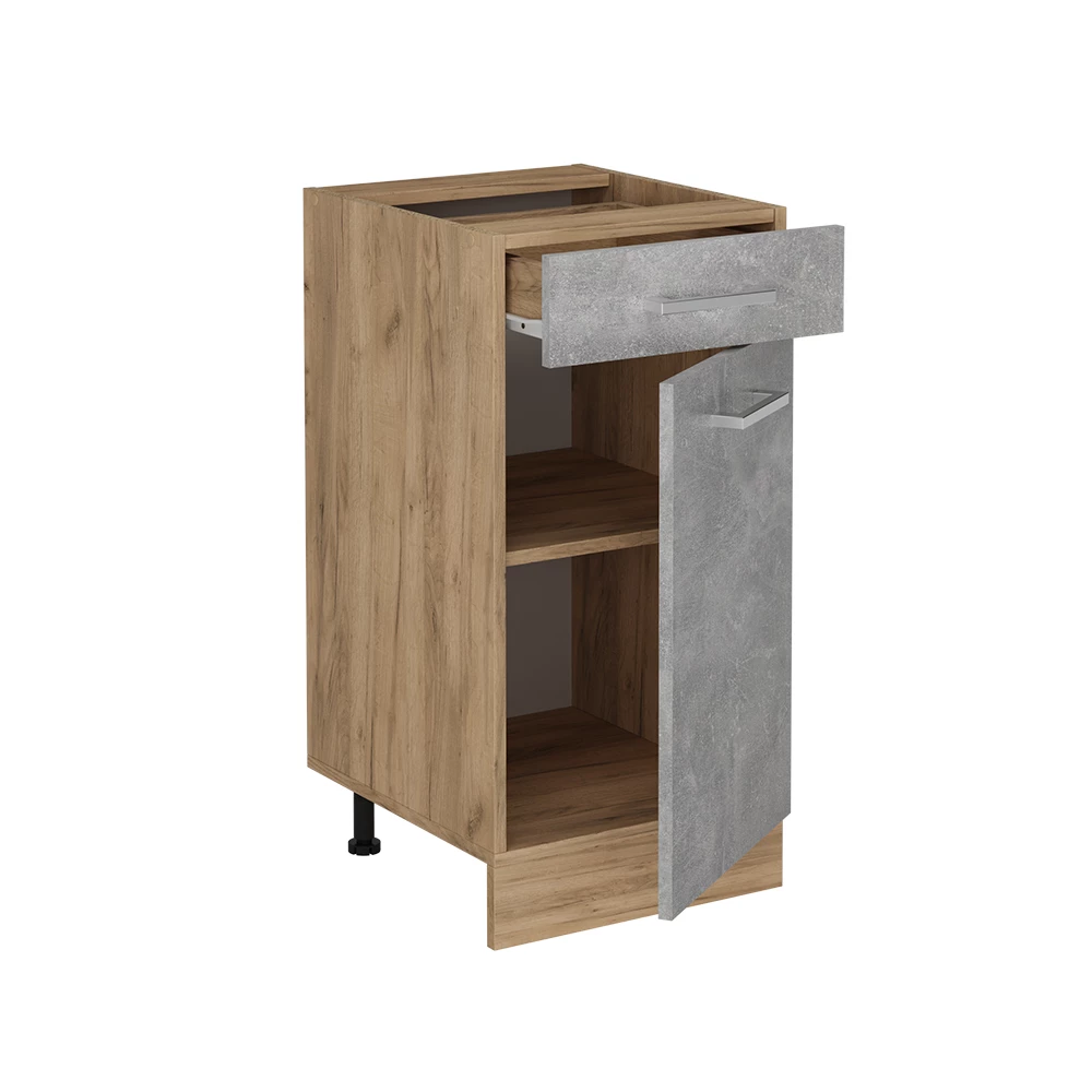 Keukenonderkast in Beton on white background with decorative elements