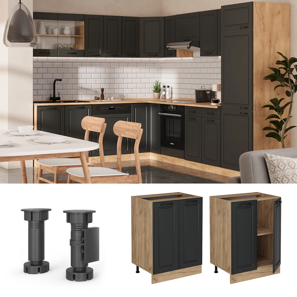 Dulap de bază pentru bucătărie in Casă de țară antracit on white background