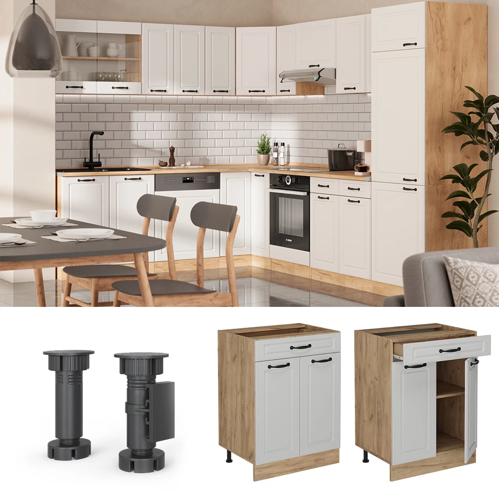 Mobiletto base per cucina in Bianco casa di campagna su sfondo bianco